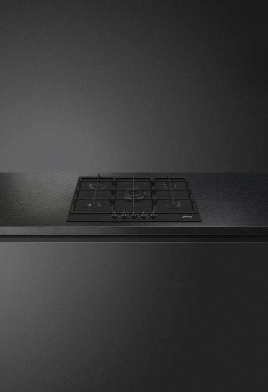 Smeg 70/75cm Classic Gas Hob, Matt Black - Carvers Interiors - Cookers and Bathroom Showroom Wolverhampton