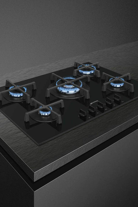 Smeg 70/75cm Cucina Gas Hob, Black - Carvers Interiors - Cookers and Bathroom Showroom Wolverhampton