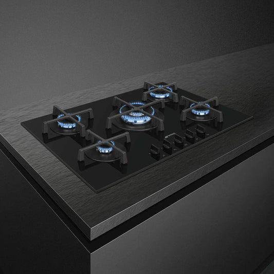 Smeg 70/75cm Cucina Gas Hob, Black - Carvers Interiors - Cookers and Bathroom Showroom Wolverhampton