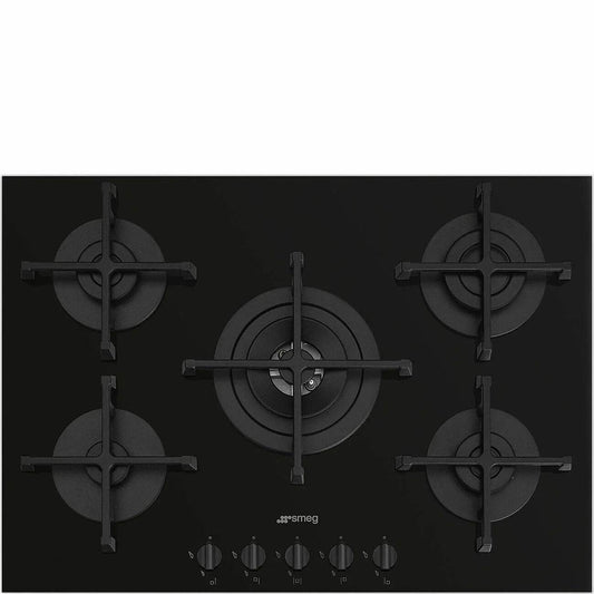 Smeg 70/75cm Cucina Gas Hob, Black - Carvers Interiors - Cookers and Bathroom Showroom Wolverhampton