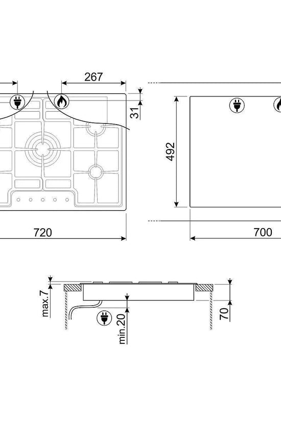 Smeg 70cm Classic Gas Hob - Carvers Interiors - Cookers and Bathroom Showroom Wolverhampton
