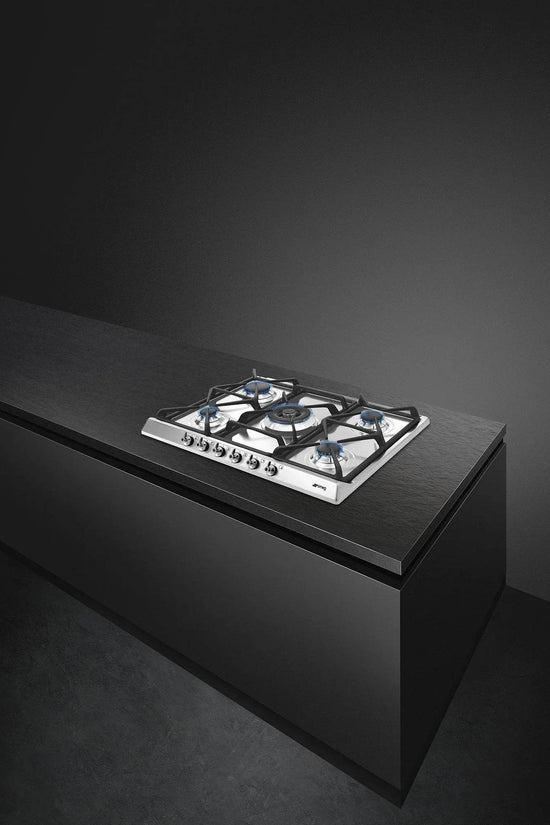 Smeg 70cm Classic Gas Hob, Stainless Steel - Carvers Interiors - Cookers and Bathroom Showroom Wolverhampton