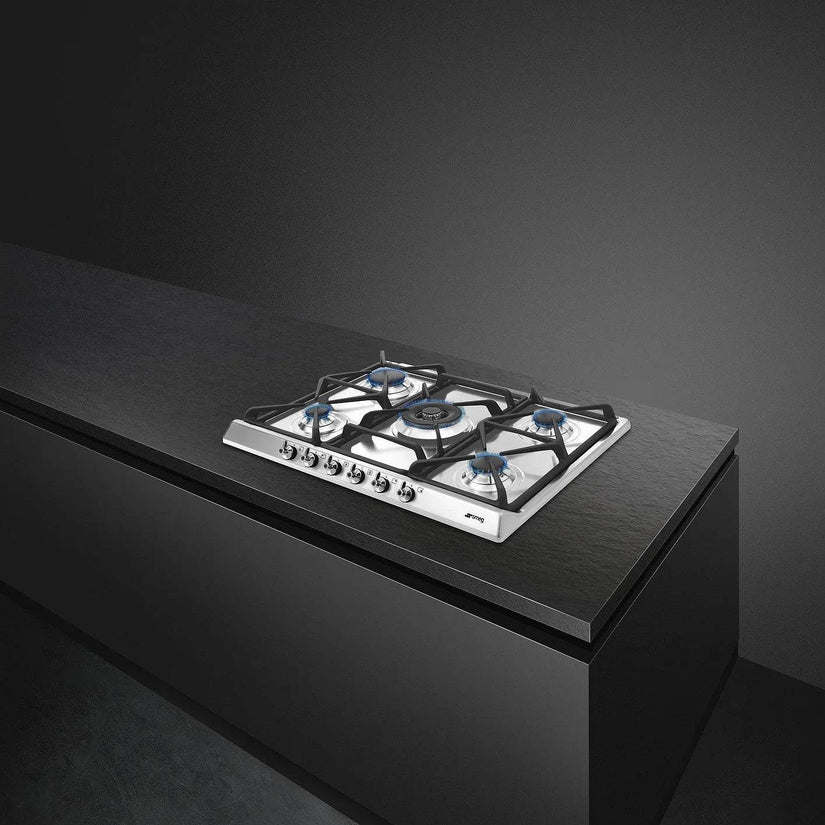 Smeg 70cm Classic Gas Hob, Stainless Steel - Carvers Interiors - Cookers and Bathroom Showroom Wolverhampton
