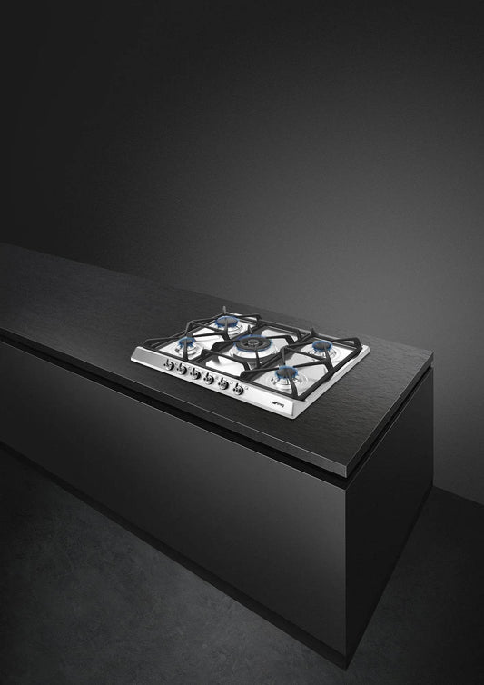 Smeg 70cm Classic Gas Hob, Stainless Steel - Carvers Interiors - Cookers and Bathroom Showroom Wolverhampton