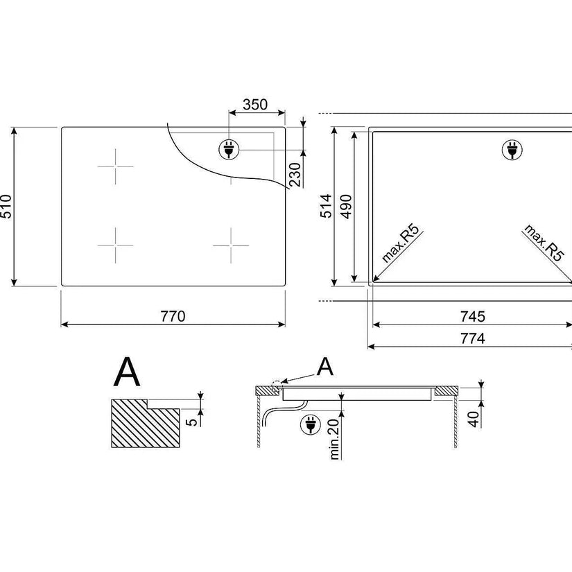 Smeg 80cm Universal Ceramic Hob - Carvers Interiors - Cookers and Bathroom Showroom Wolverhampton