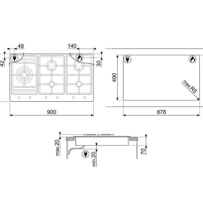 Smeg 90cm Classic Gas Hob - Carvers Interiors - Cookers and Bathroom Showroom Wolverhampton
