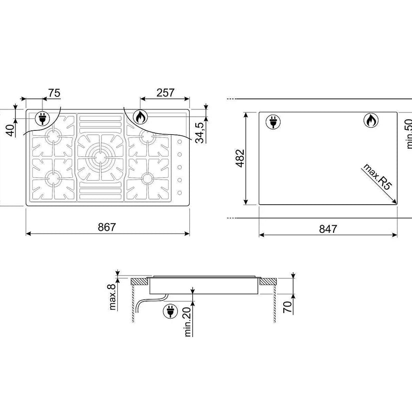 Smeg 90cm Classic Gas Hob - Carvers Interiors - Cookers and Bathroom Showroom Wolverhampton