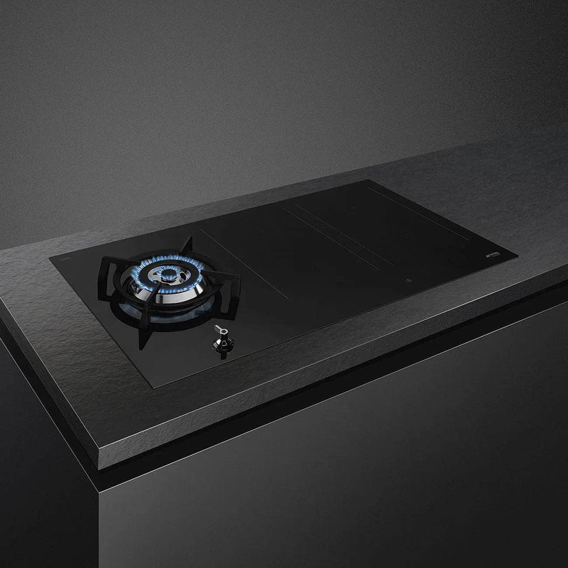 Smeg 90cm Classic Mixed Fuel Hob, Black - Carvers Interiors - Cookers and Bathroom Showroom Wolverhampton