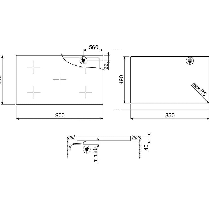 Smeg 90cm Universal Ceramic Hob - Carvers Interiors - Cookers and Bathroom Showroom Wolverhampton