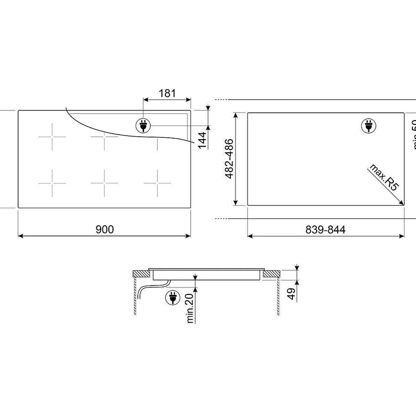Smeg 90cm Universal Induction Hob, Black Glass - Carvers Interiors - Cookers and Bathroom Showroom Wolverhampton