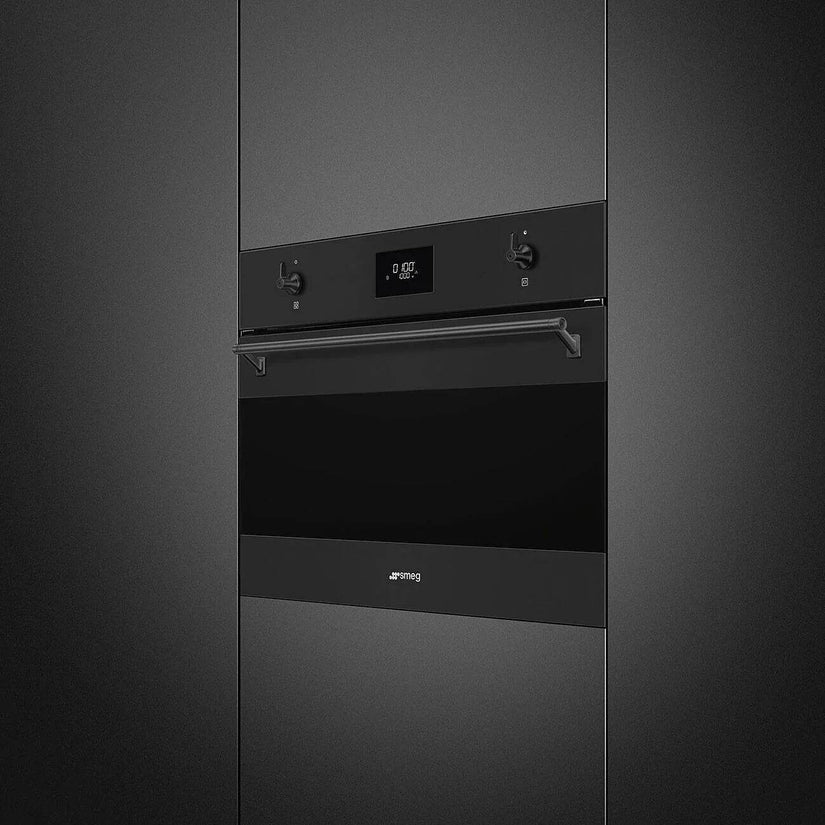 Smeg Classic 45cm Compact Built-In Oven & Microwave, Matt Black - Carvers Interiors - Cookers and Bathroom Showroom Wolverhampton