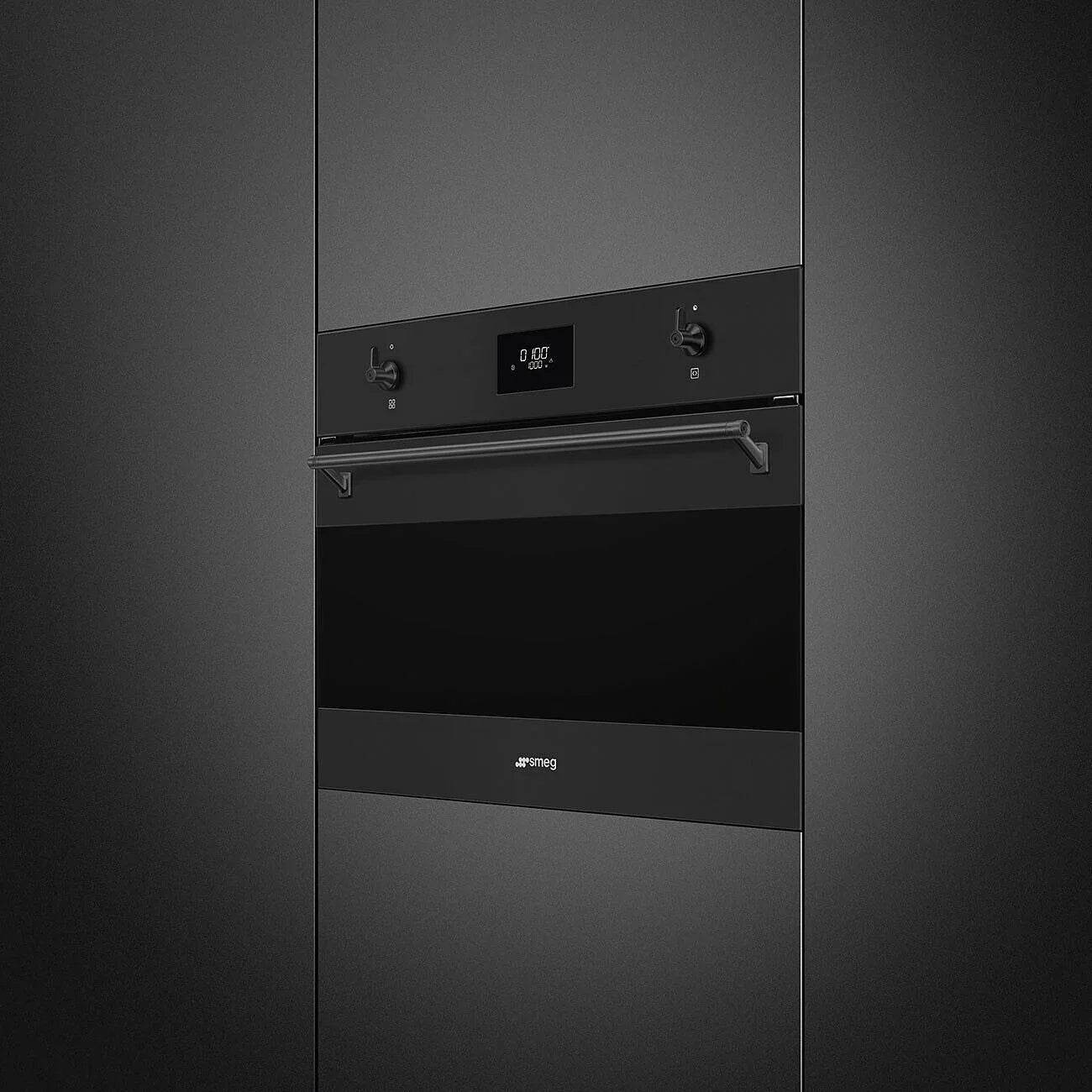 Smeg Classic 45cm Compact Built - In Oven & Microwave, Matt Black - Carvers Interiors - Smeg