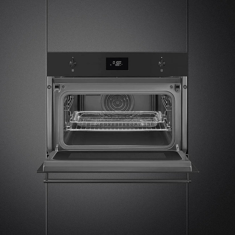 Smeg Classic 45cm Compact Built-In Oven & Microwave, Matt Black - Carvers Interiors - Cookers and Bathroom Showroom Wolverhampton