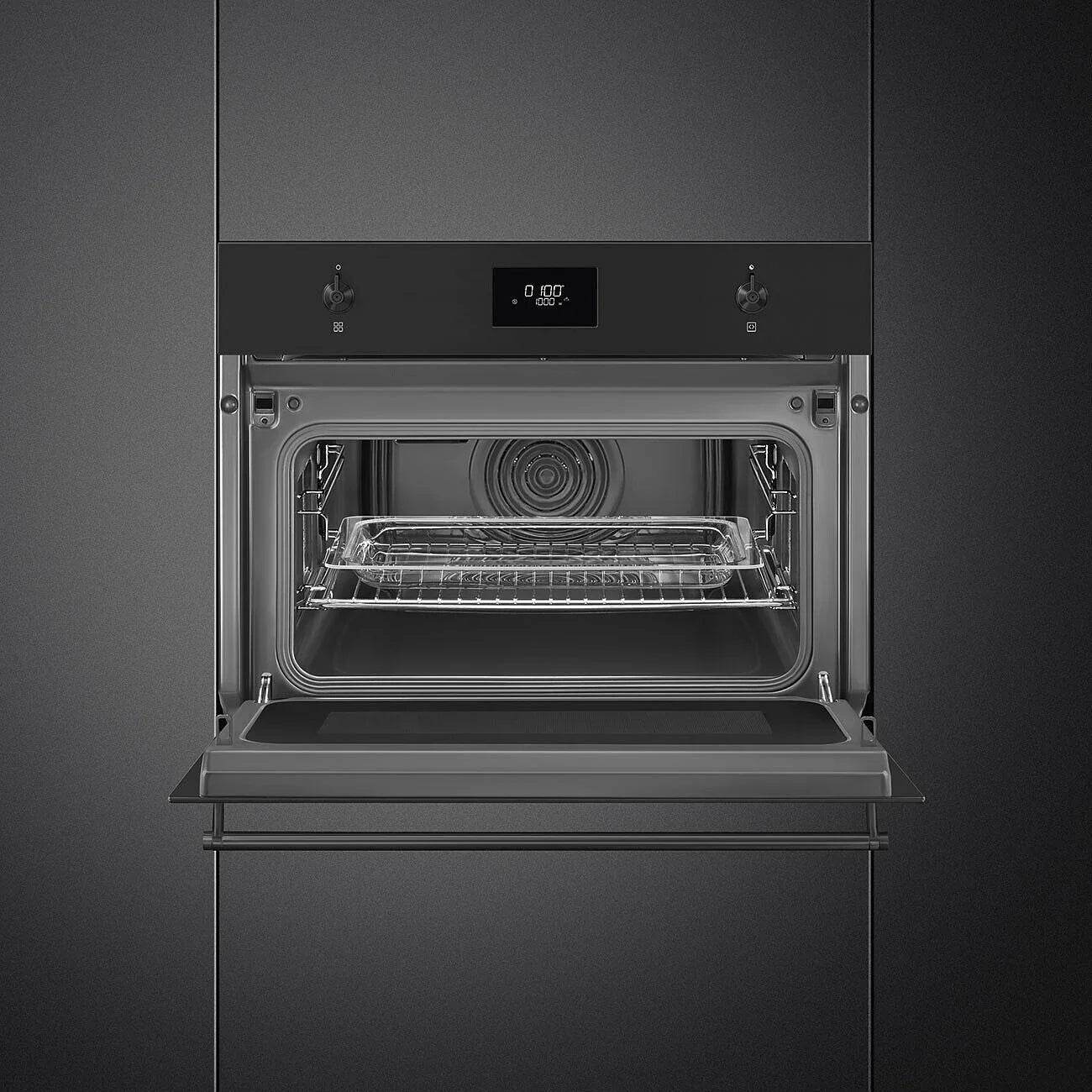 Smeg Classic 45cm Compact Built - In Oven & Microwave, Matt Black - Carvers Interiors - Smeg