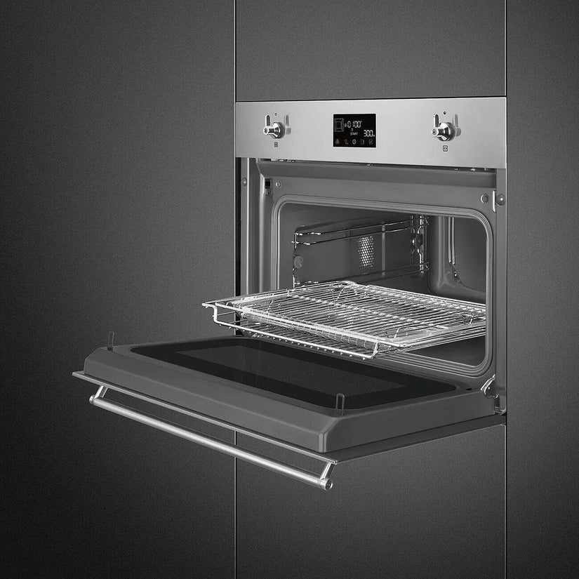 Smeg Classic 45cm Compact Built-In Oven & Microwave, Stainless Steel - Carvers Interiors - Cookers and Bathroom Showroom Wolverhampton