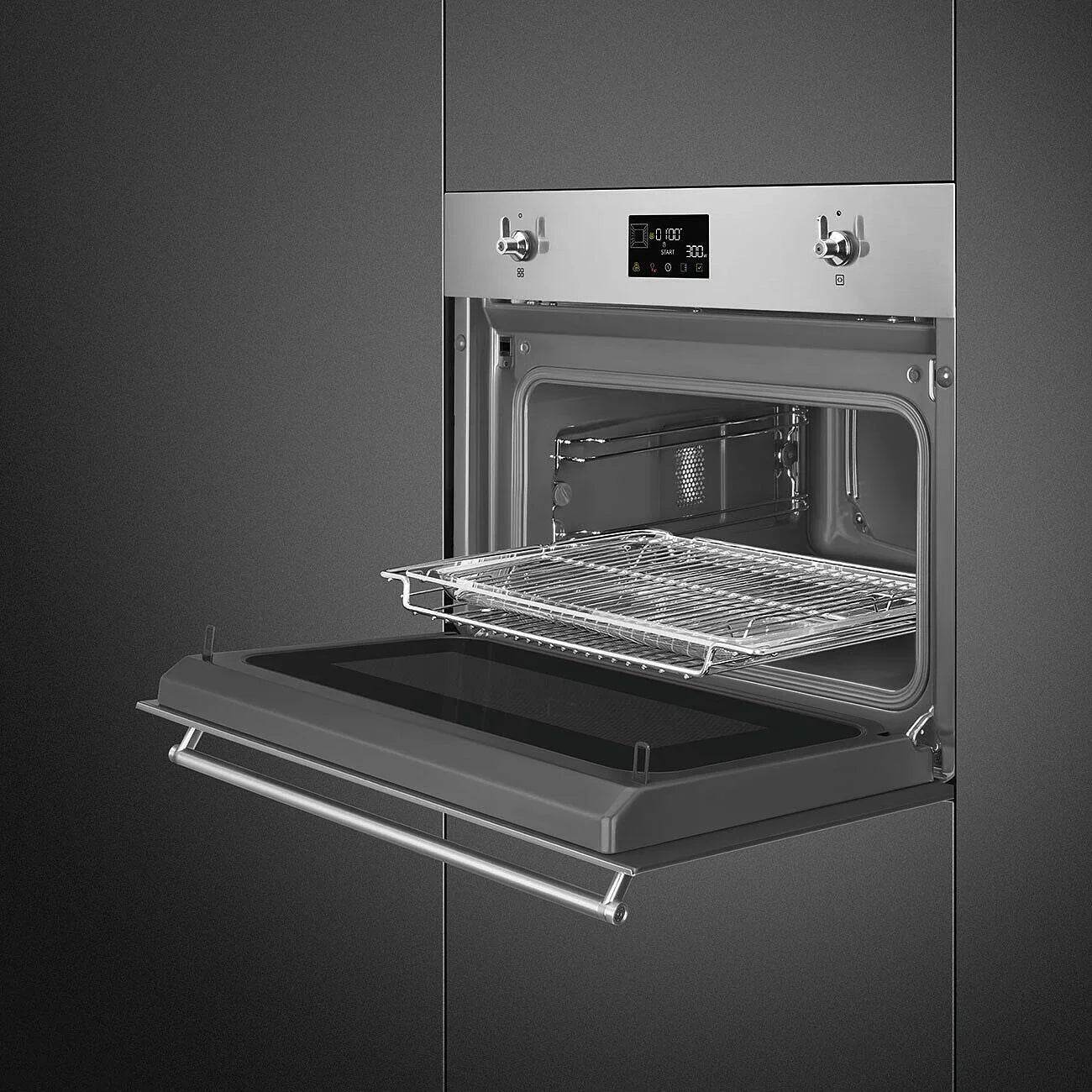 Smeg Classic 45cm Compact Built - In Oven & Microwave, Stainless Steel - Carvers Interiors - Smeg
