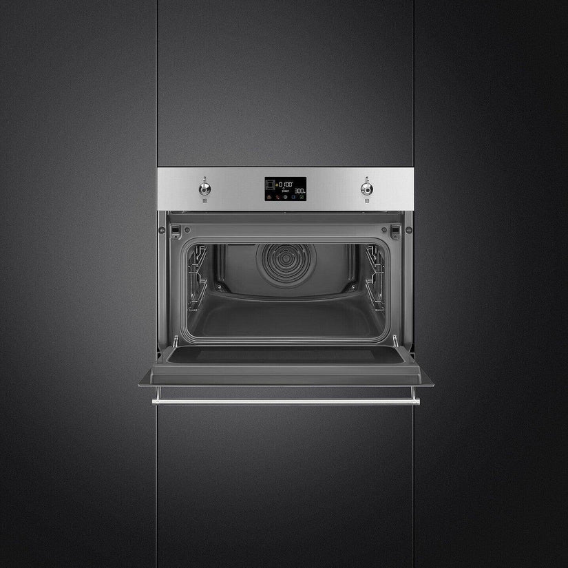 Smeg Classic 45cm Compact Built-In Oven & Microwave, Stainless Steel - Carvers Interiors - Cookers and Bathroom Showroom Wolverhampton