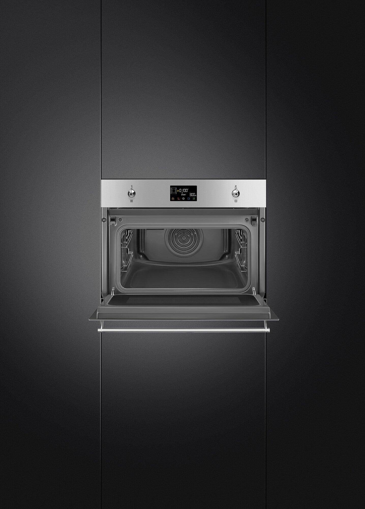 Smeg Classic 45cm Compact Built - In Oven & Microwave, Stainless Steel - Carvers Interiors - Smeg