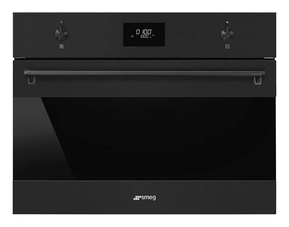 Smeg Classic 45cm Compact Microwave with grill, Matt Black - Carvers Interiors - Smeg
