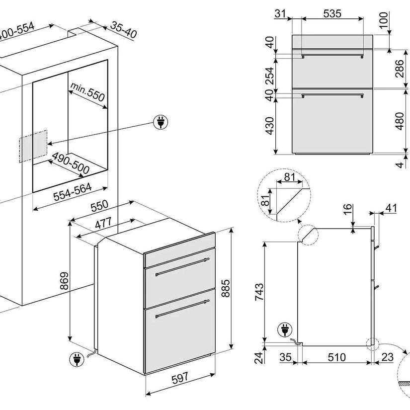 Smeg Classic 60cm Built-In Double Oven, Stainless Steel - Carvers Interiors - Cookers and Bathroom Showroom Wolverhampton