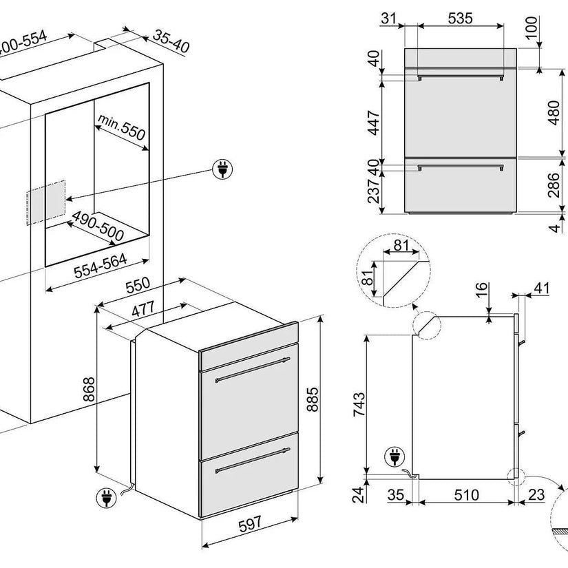 Smeg Classic 60cm Built-In Double Oven, Stainless Steel - Carvers Interiors - Cookers and Bathroom Showroom Wolverhampton