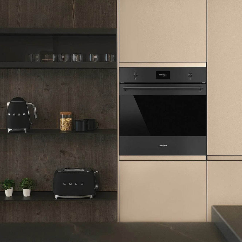 Smeg Classic 60cm Built-In Single Oven, Matt Black - Carvers Interiors - Cookers and Bathroom Showroom Wolverhampton
