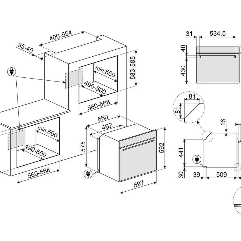 Smeg Classic 60cm Built-In Single Oven, Stainless steel - Carvers Interiors - Cookers and Bathroom Showroom Wolverhampton