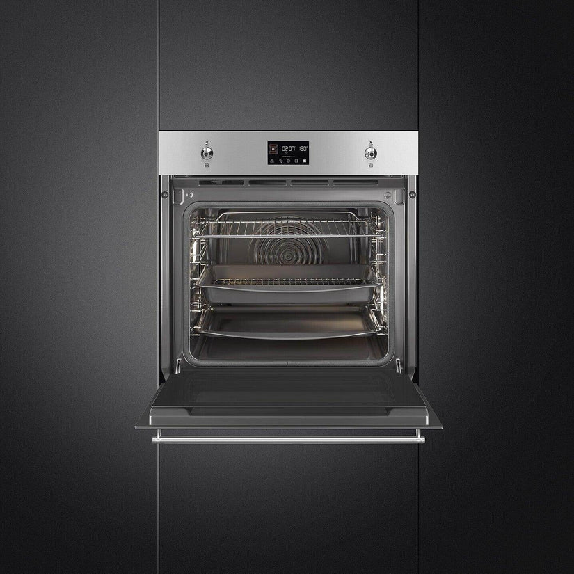 Smeg Classic 60cm Built-In Traditional Pyro Single Oven - Stainless Steel - Carvers Interiors - Cookers and Bathroom Showroom Wolverhampton