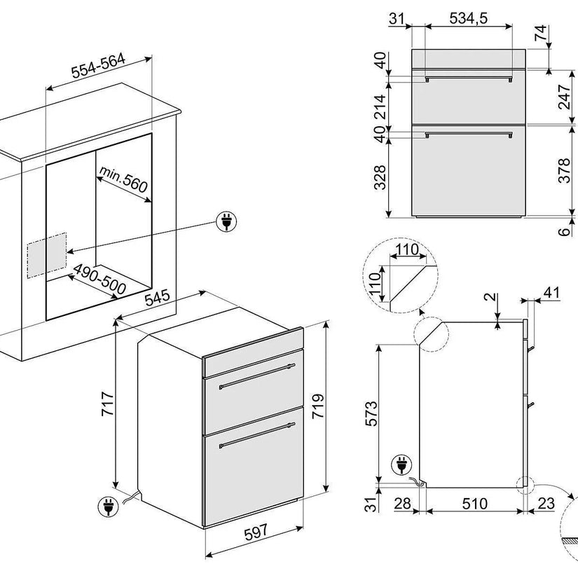 Smeg Classic 60cm Built-Under Double Oven, Stainless Steel - Carvers Interiors - Cookers and Bathroom Showroom Wolverhampton