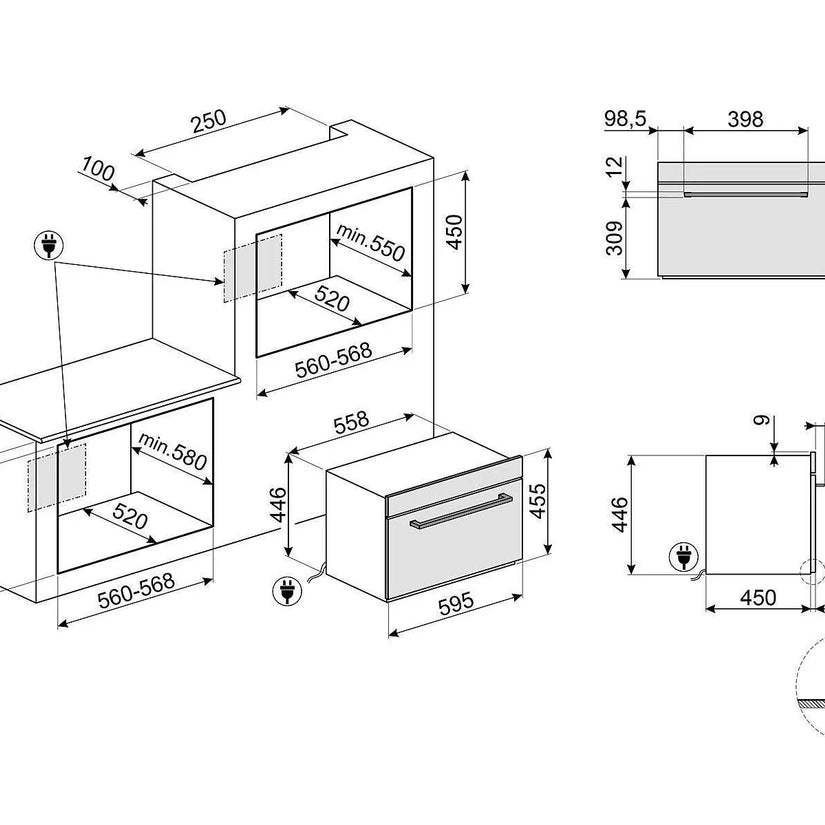 Smeg Cucina 45cm Compact Built-In Oven & Microwave, Stainless Steel - Carvers Interiors - Cookers and Bathroom Showroom Wolverhampton