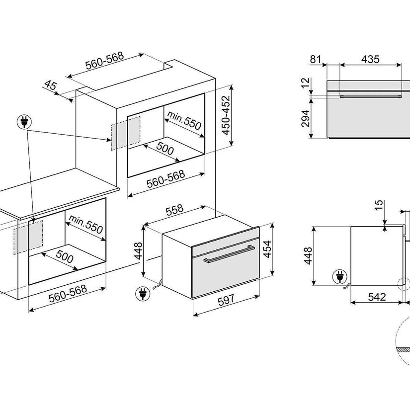 Smeg Cucina 45cm Compact Built-In Oven & Microwave, Stainless Steel - Carvers Interiors - Cookers and Bathroom Showroom Wolverhampton