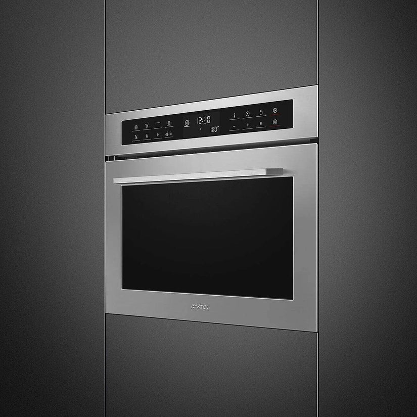 Smeg Cucina 45cm Compact Built-In Oven & Microwave, Stainless Steel - Carvers Interiors - Cookers and Bathroom Showroom Wolverhampton
