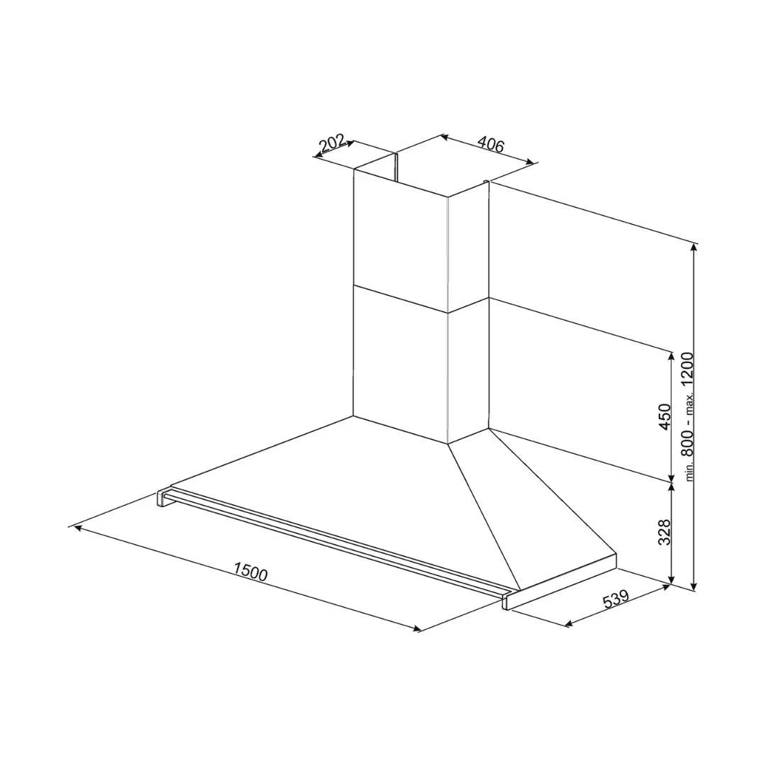 Ex-Display - Smeg Opera 150cm Chimney Hood - Carvers Interiors - Cookers and Bathroom Showroom Wolverhampton
