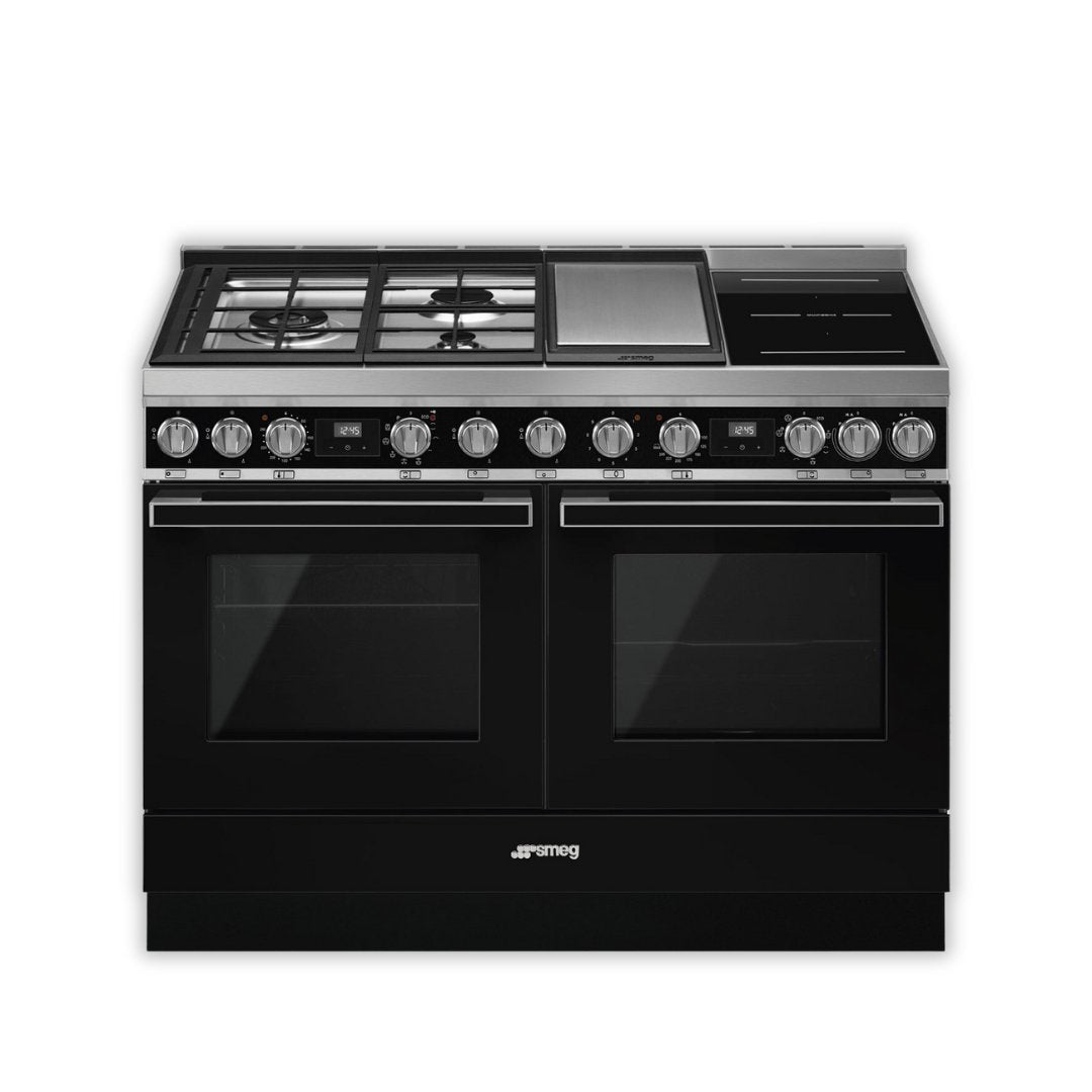 Smeg Portofino 120cm Duel Fuel Cooker CPF120IGMPBL - Black - Carvers Interiors - Carvers Interior