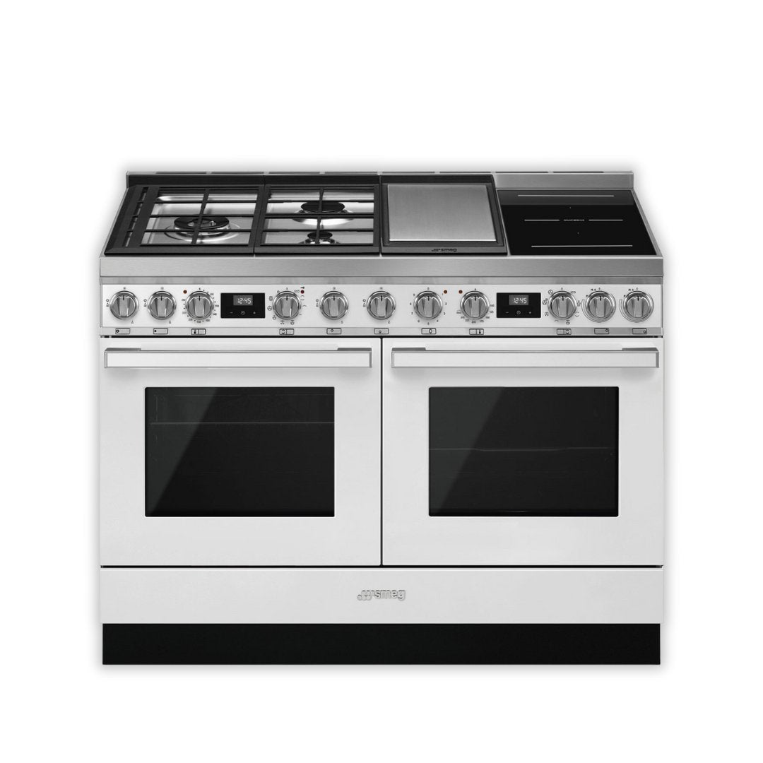 Smeg Portofino 120cm Duel Fuel Cooker CPF120IGMPBL - White - Carvers Interiors - Carvers Interior