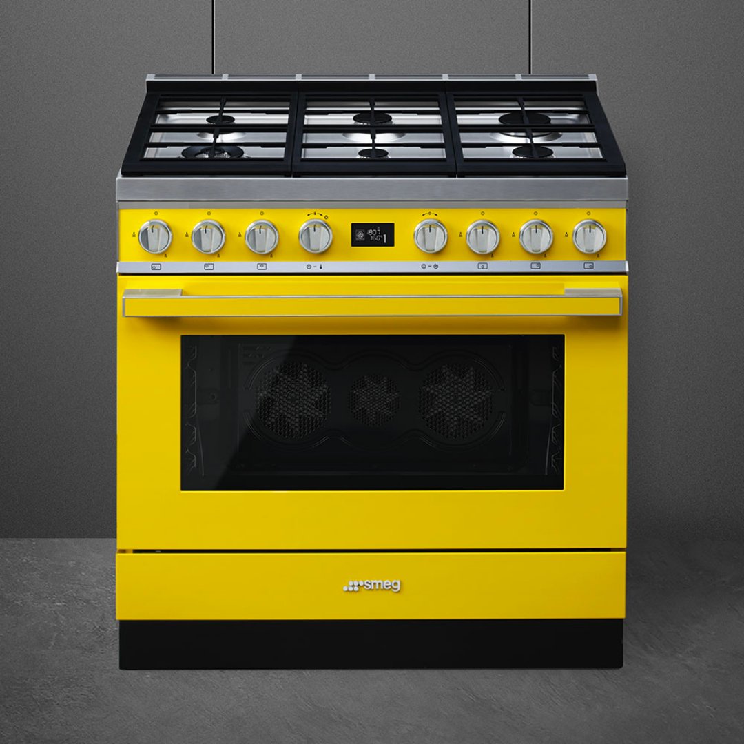 SMEG Portofino 90cm cooker with Multifunction Pyrolytic Oven CPF9GP - Carvers Interiors - Carvers Interior