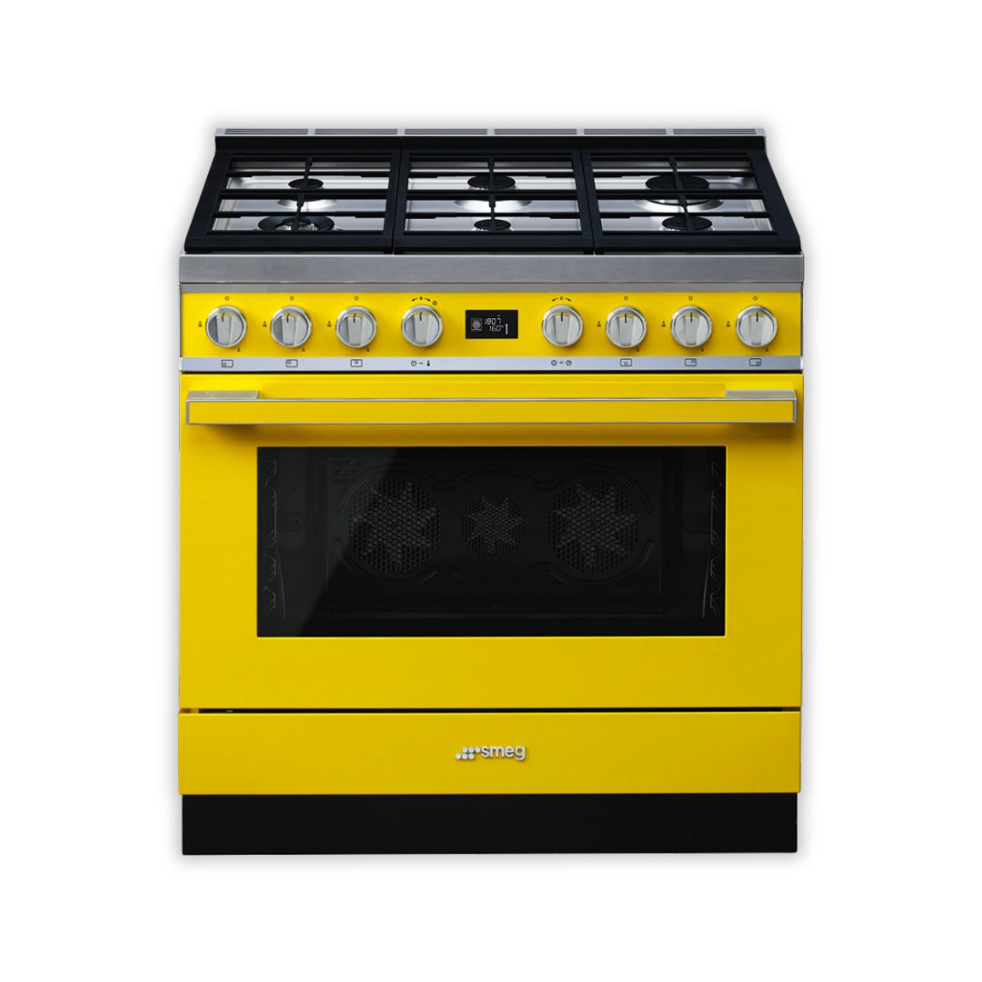 SMEG Portofino 90cm cooker with Multifunction Pyrolytic Oven CPF9GP - Carvers Interiors - Carvers Interior