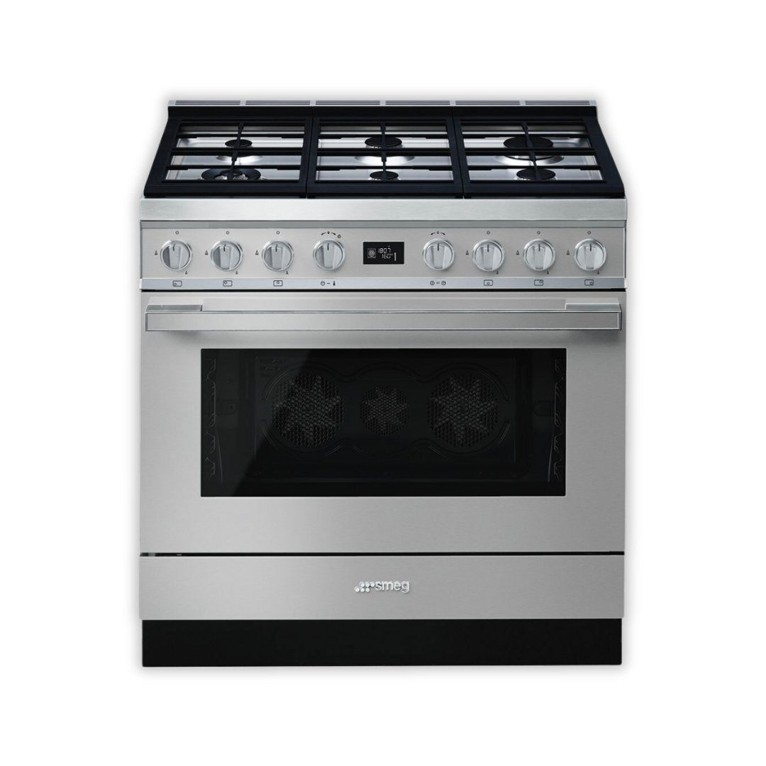 SMEG Portofino 90cm cooker with Multifunction Pyrolytic Oven CPF9GP - Carvers Interiors - Carvers Interior