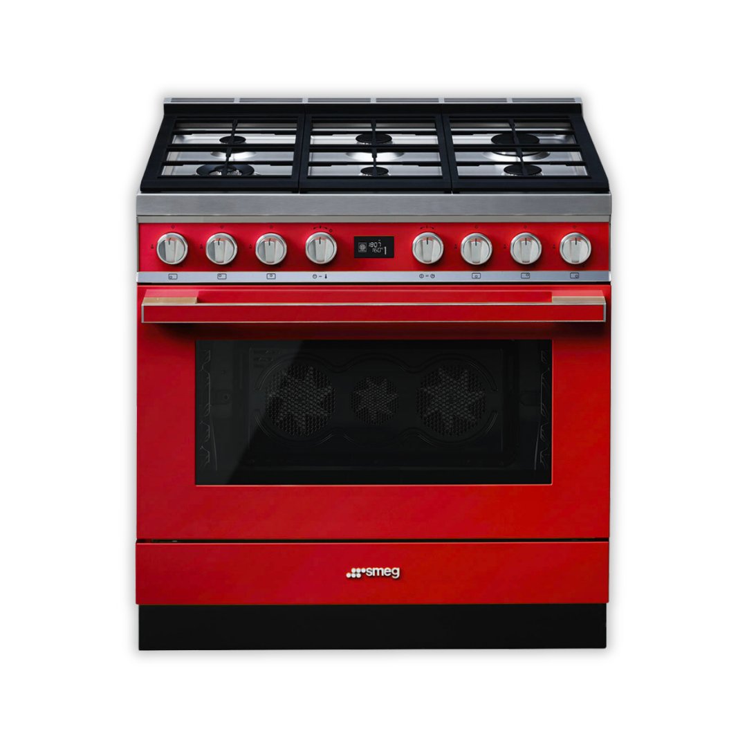 SMEG Portofino 90cm cooker with Multifunction Pyrolytic Oven CPF9GP - Carvers Interiors - Carvers Interior