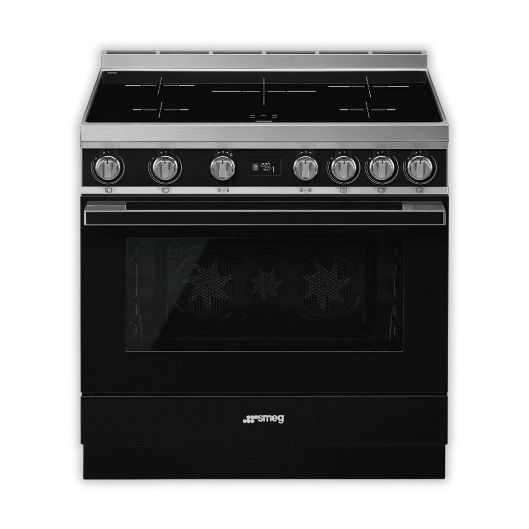 SMEG Portofino 90cm Induction Range Cooker - Black - Carvers Interiors - Carvers Interior