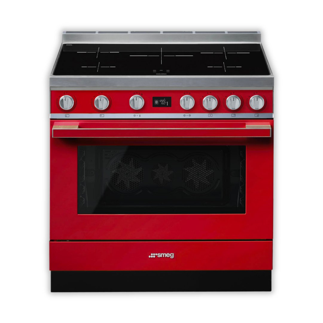 SMEG Portofino 90cm Induction Range Cooker - Red - Carvers Interiors - Carvers Interior