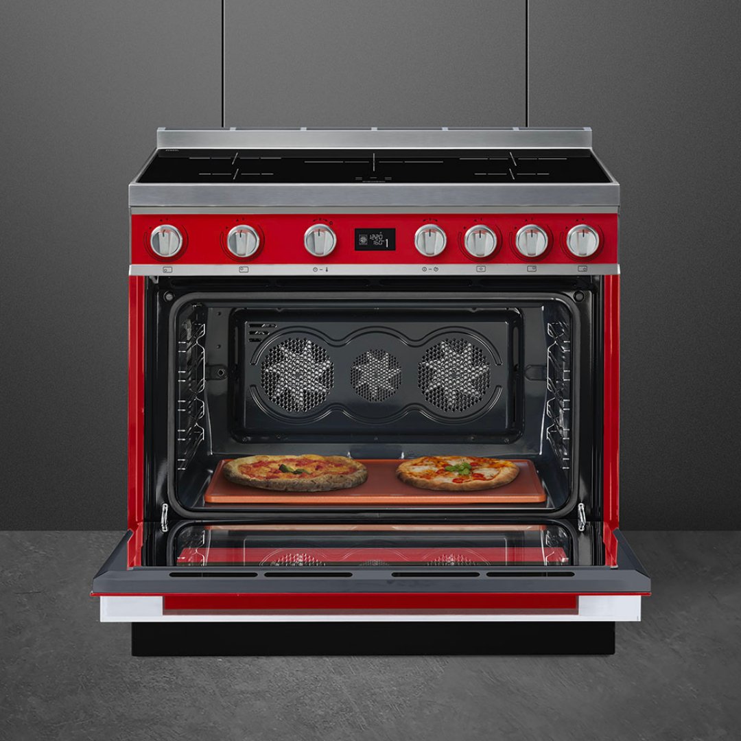 SMEG Portofino 90cm Induction Range Cooker - Red - Carvers Interiors - Carvers Interior