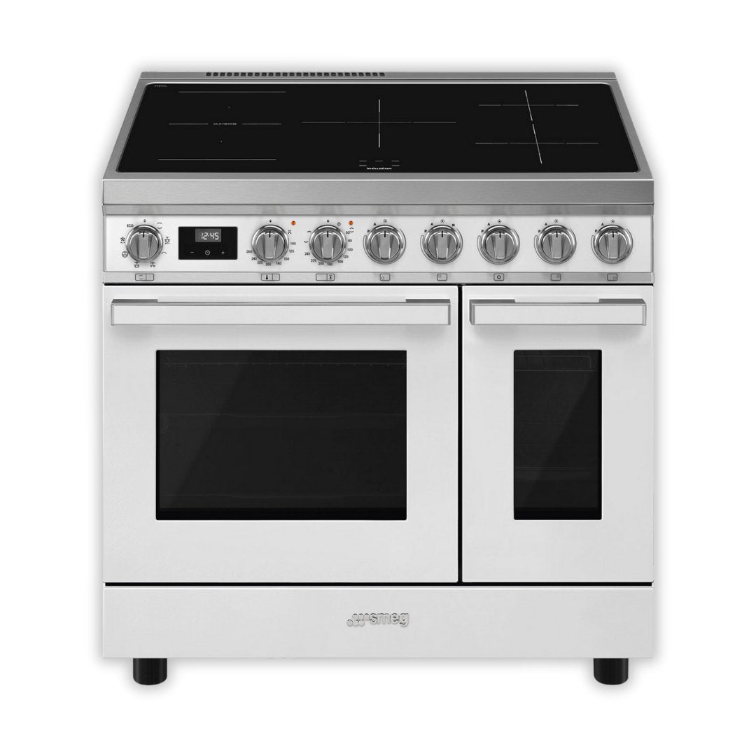 Smeg Portofino 90cm Induction Range Cooker - Two Ovens - White - Carvers Interiors - Carvers Interior