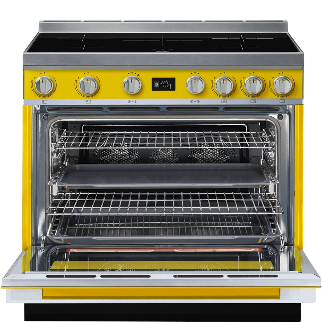 SMEG Portofino 90cm Induction Range Cooker - Yellow - Carvers Interiors - Carvers Interior