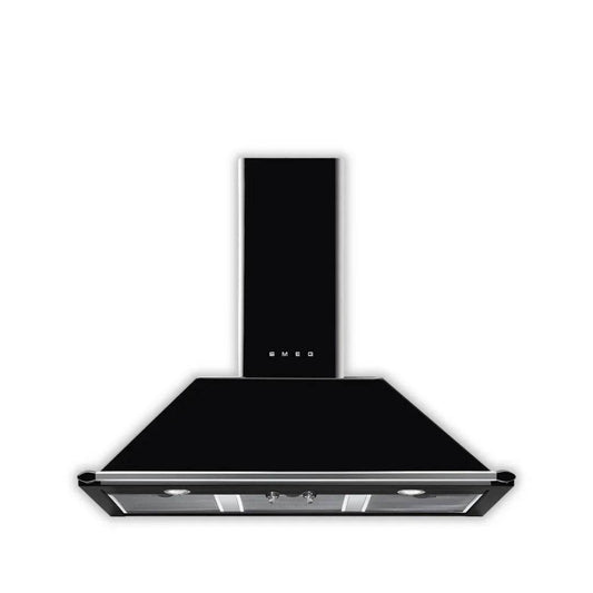 Ex-Display - Smeg Victoria 100cm Chimney Hood KT100-Gloss Black - Carvers Interiors - Cookers and Bathroom Showroom Wolverhampton