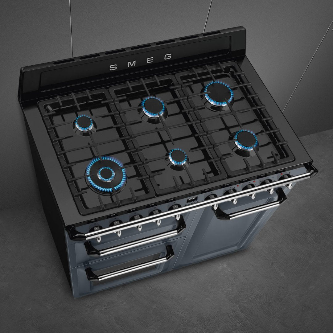 SMEG Victoria 100cm Dual Fuel cooker TR103 - Slate Grey - Carvers Interiors - Carvers Interior