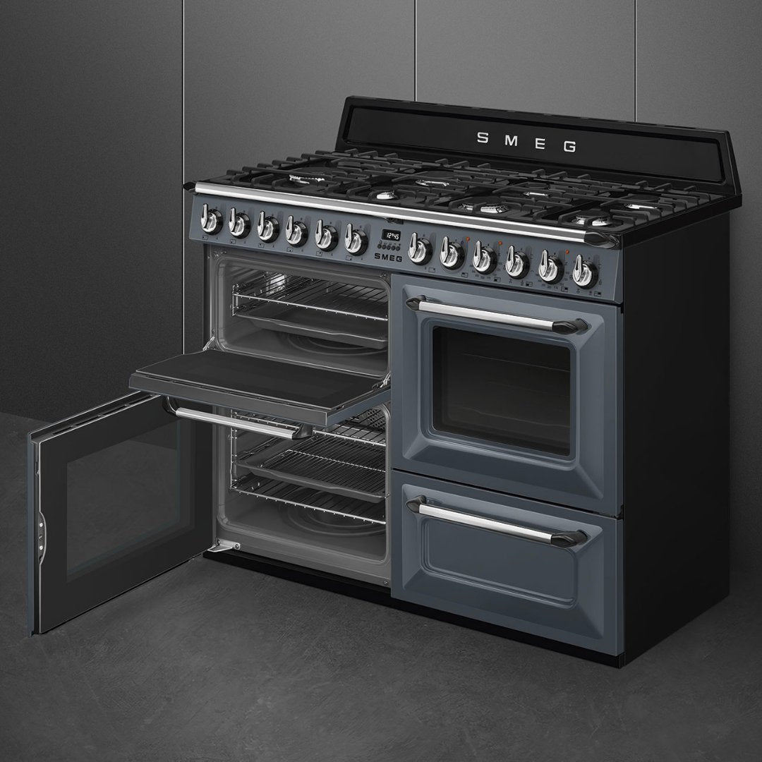 SMEG Victoria 110cm Dual Fuel Range cooker - Slate Grey - Available Now - Carvers Interiors - Carvers Interior