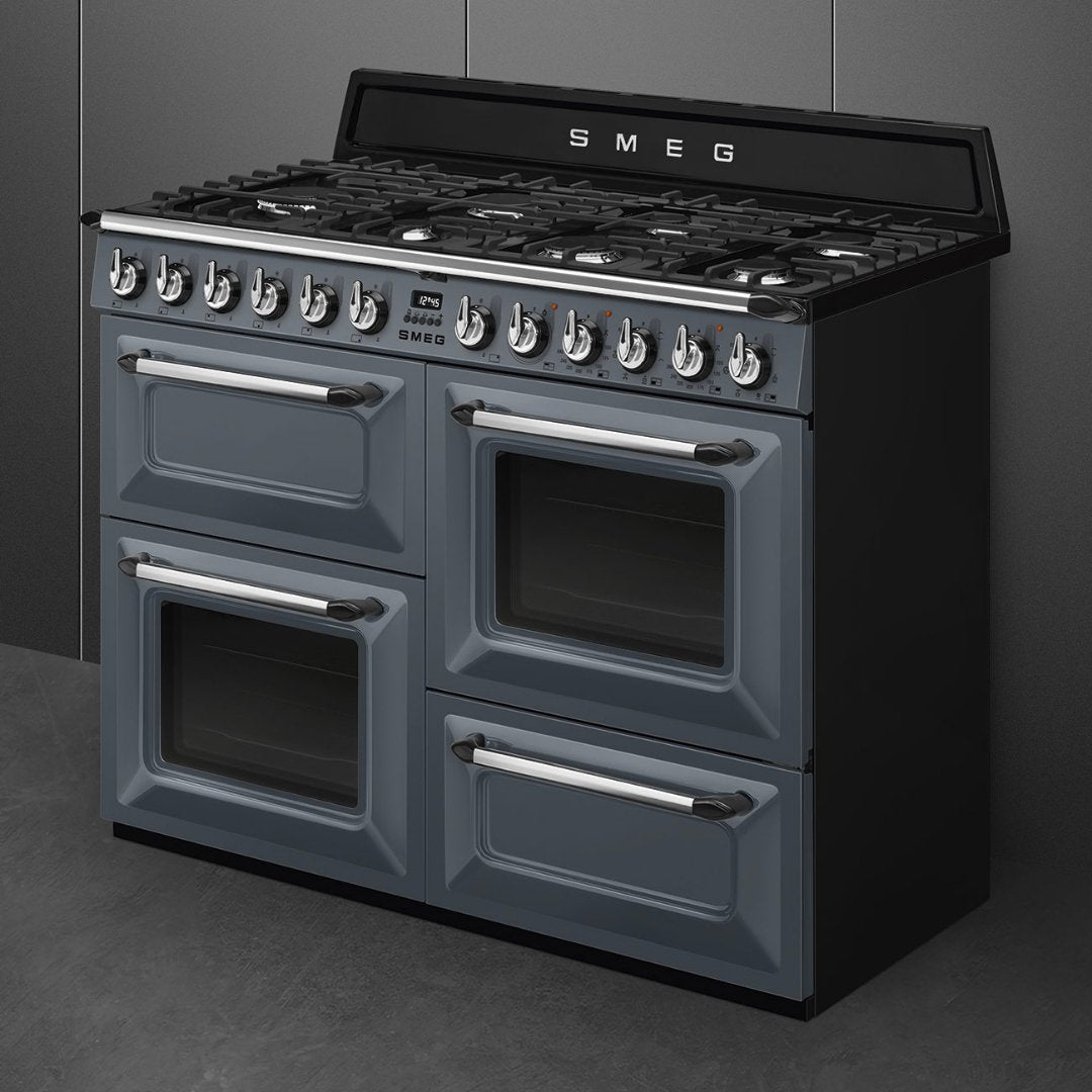 SMEG Victoria 110cm Dual Fuel Range cooker - Slate Grey - Available Now - Carvers Interiors - Carvers Interior