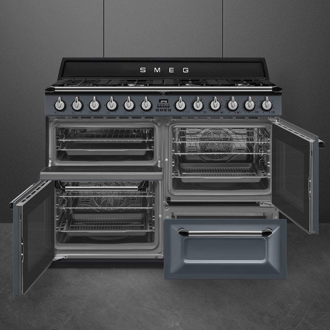 SMEG Victoria 110cm Dual Fuel Range cooker - Slate Grey - Available Now - Carvers Interiors - Carvers Interior