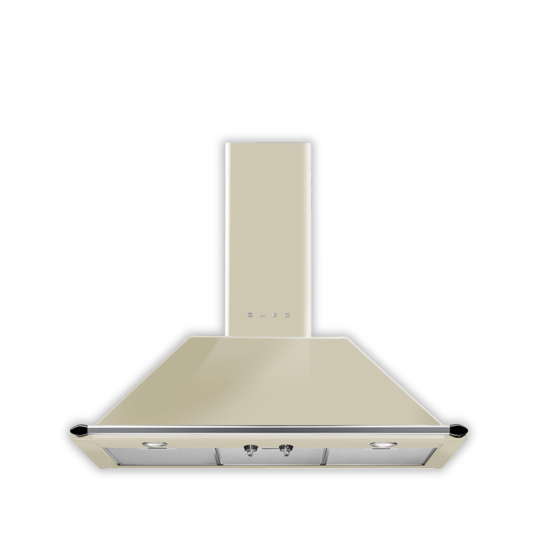 Smeg Victoria 90cm Chimney Hood KT90 - Gloss Cream - Available Now - Carvers Interiors - Carvers Interior